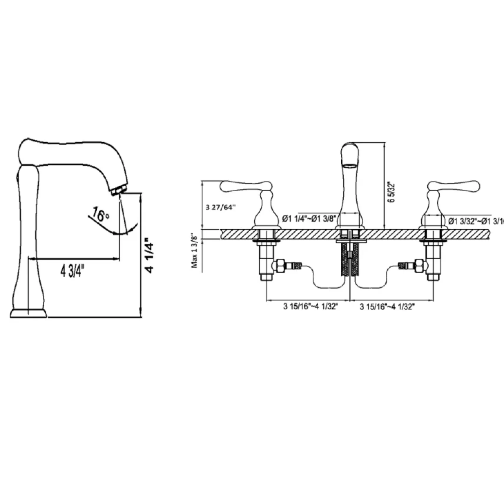 Dawn 6" 1.2 GPM Bathroom Faucet, Chrome, AB08 1155C