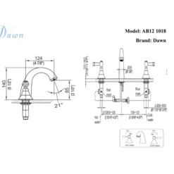 Dawn 6" 1.2 GPM Bathroom Faucet, Chrome, AB12 1018C