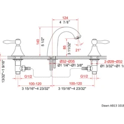 Dawn 6" 1.2 GPM Bathroom Faucet, Chrome, AB13 1018C