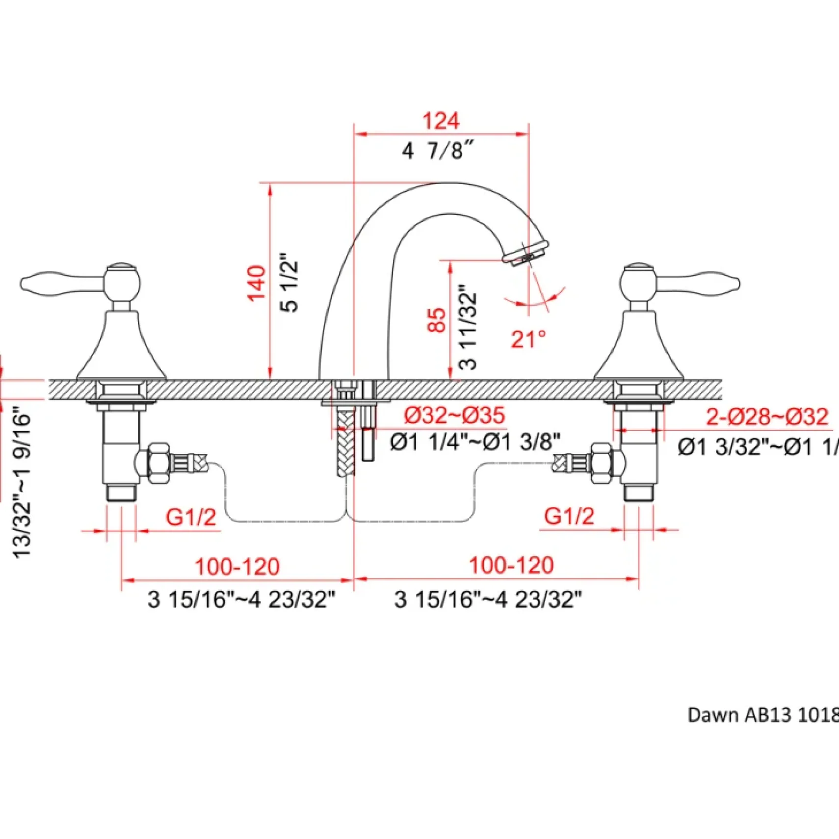 Dawn 6" 1.2 GPM Bathroom Faucet, Chrome, AB13 1018C