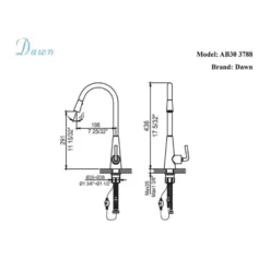 Dawn 17" 1.8 GPM Pull Down Kitchen Faucet, Chrome, AB30 3788C