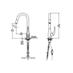 Dawn 17" 1.8 GPM Pull Out Kitchen Faucet, Brushed Nickel, AB50 3084BN