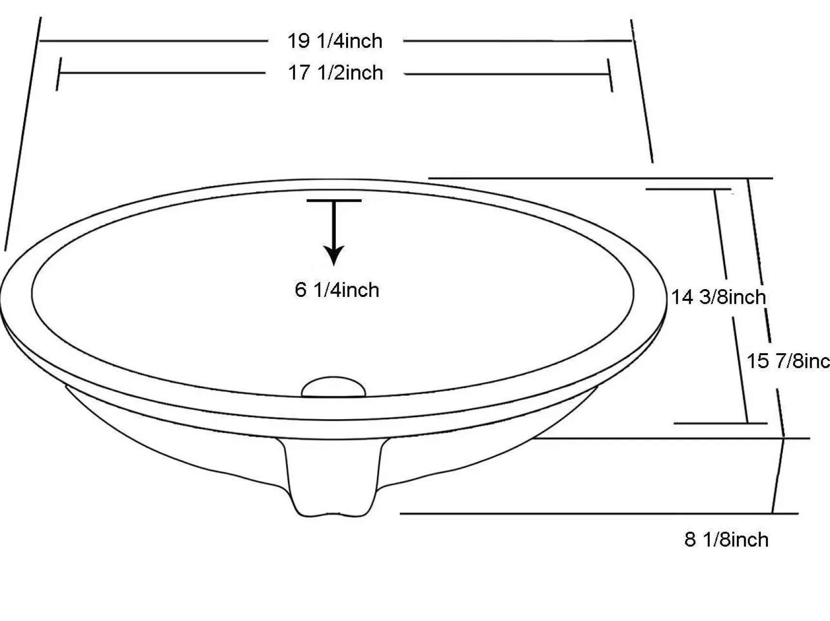 Dawn 19" Ceramic Undermount Bathroom Sink, White, Round, CUSN007A00