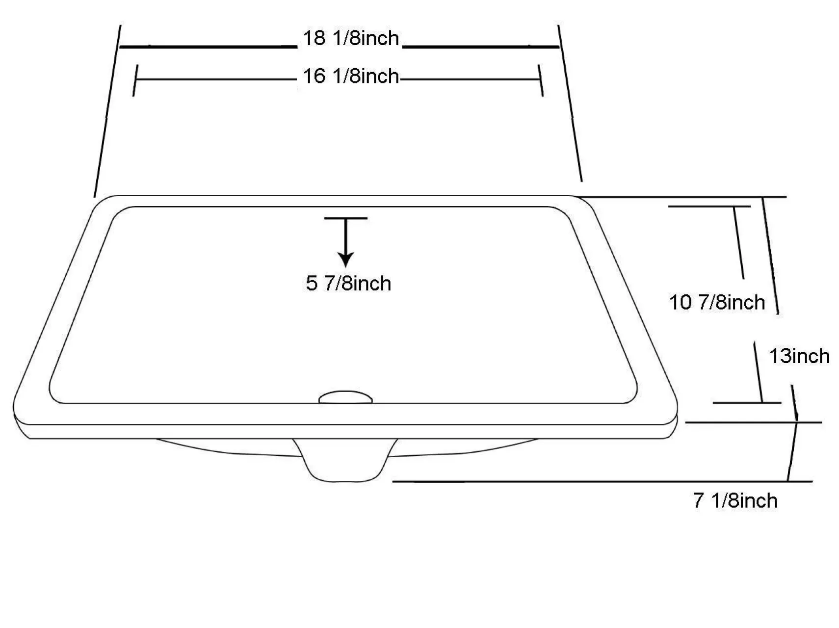 Dawn 18" Ceramic Undermount Bathroom Sink, White, Rectangle, CUSN015000