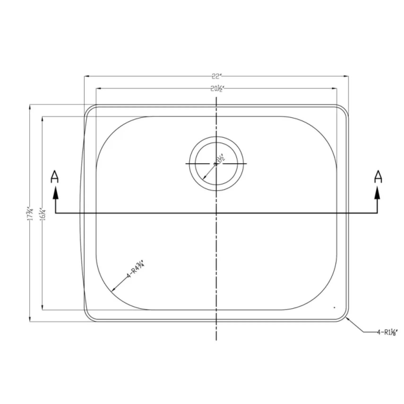 Dawn 22" Stainless Steel Top Mount Kitchen Sink, 3233