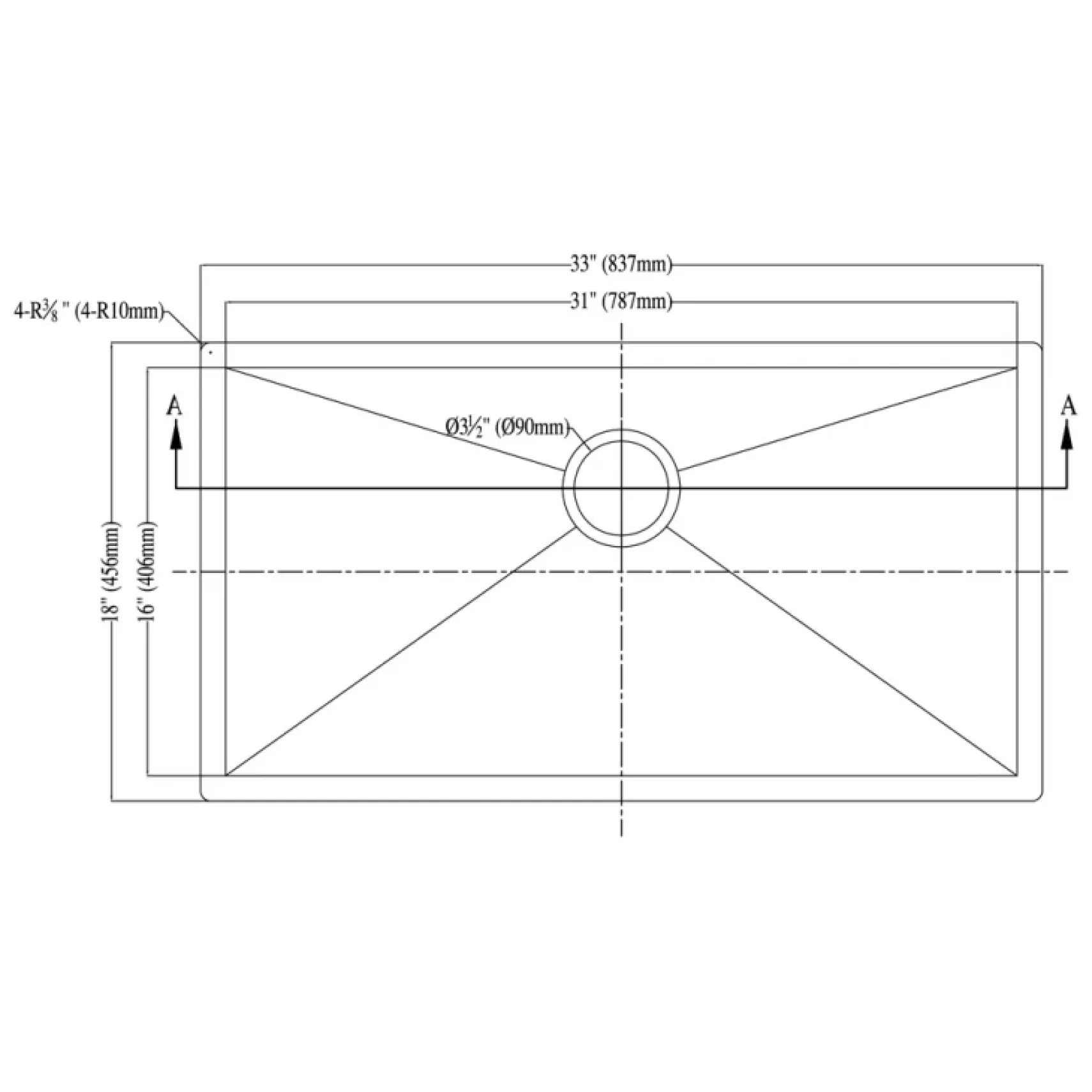 Dawn 33" Stainless Steel Undermount Kitchen Sink, DSQ3116