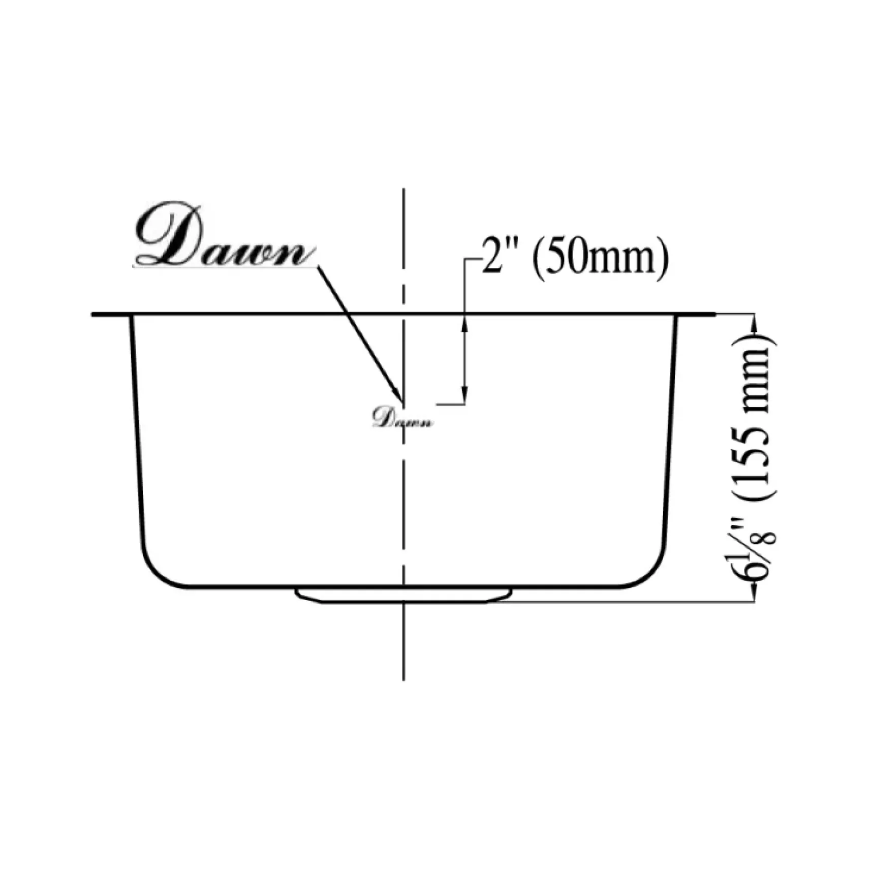 Dawn 13" Stainless Steel Undermount Kitchen Sink, 3237