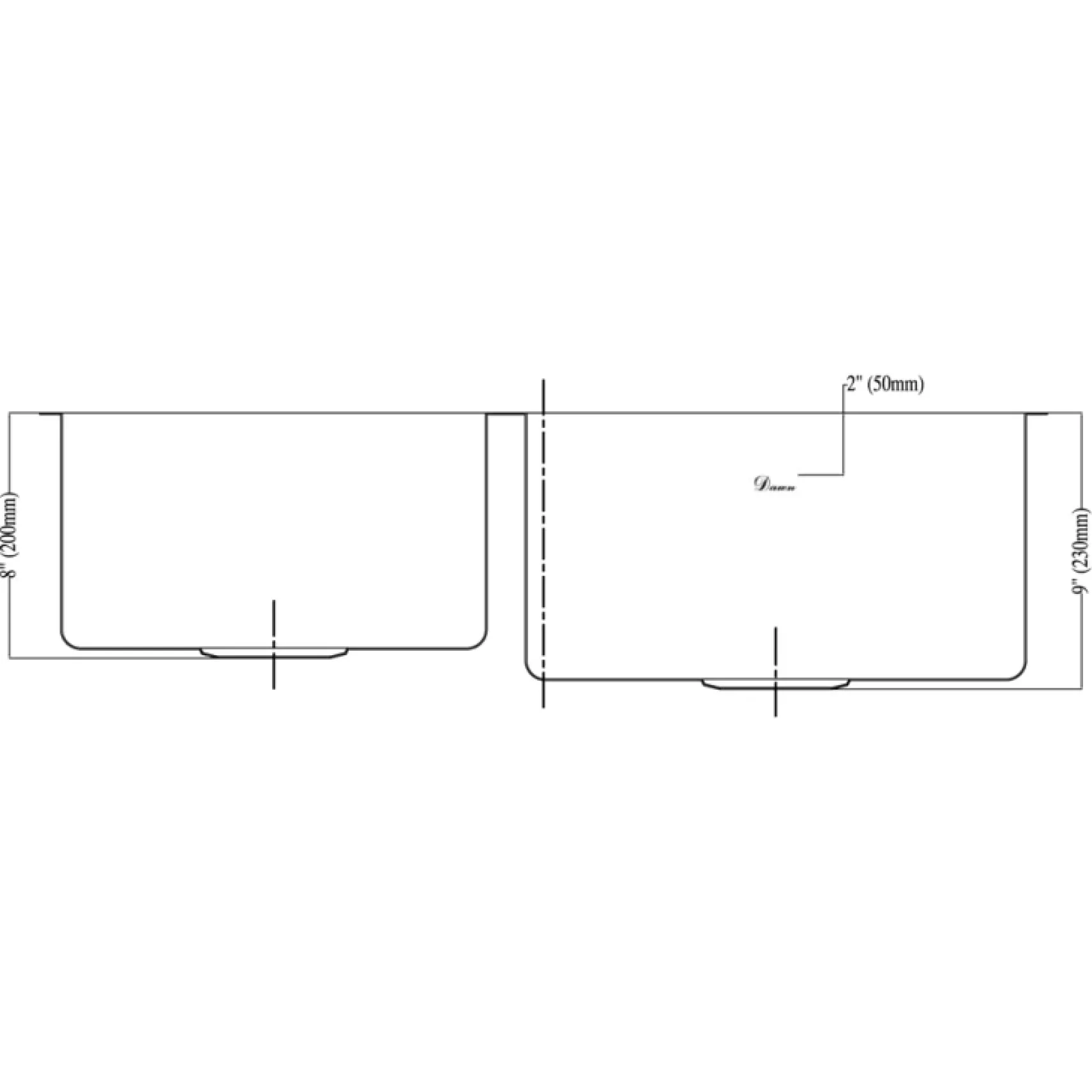 Dawn 32" Stainless Steel Undermount 45/55 Double Bowl Kitchen Sink, SRU301616L