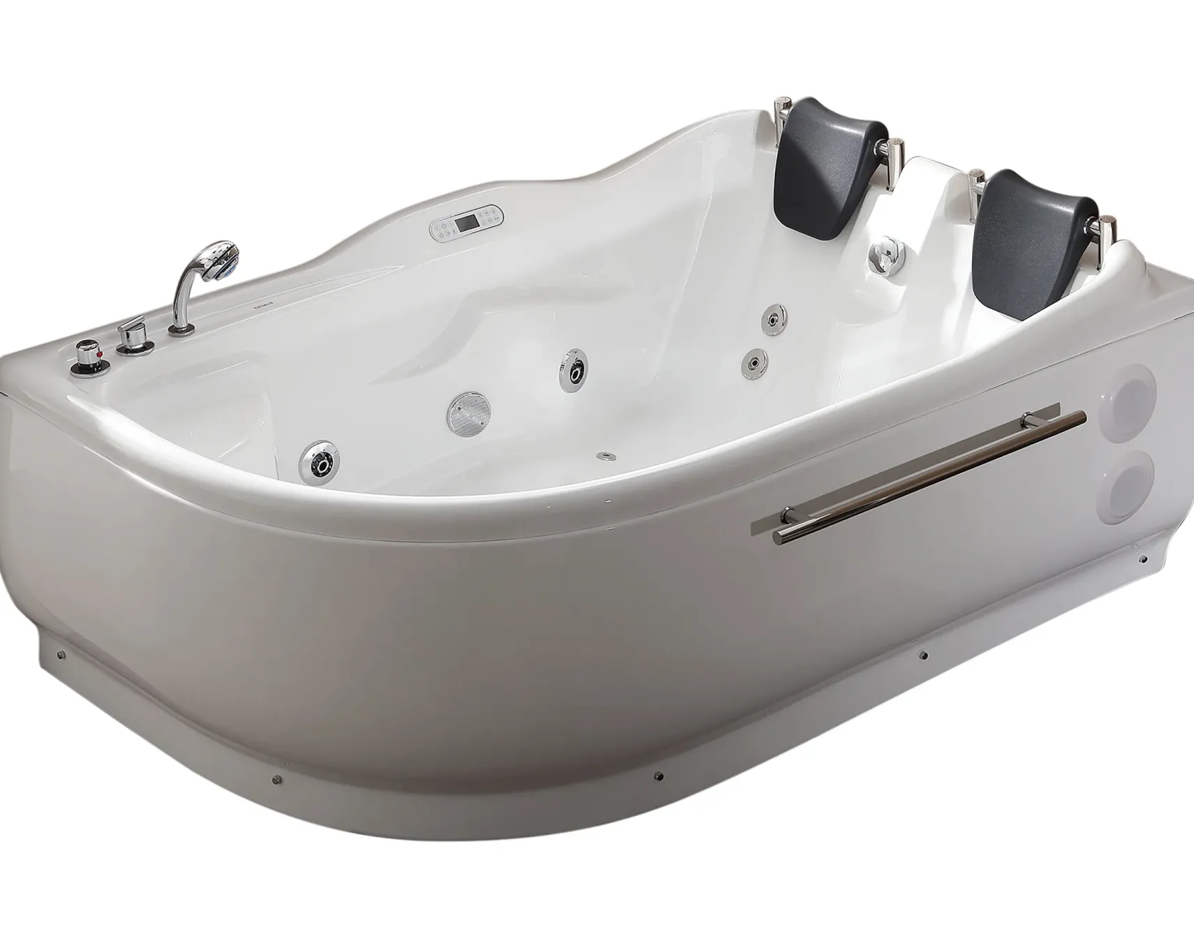 Eago 71" Acrylic Corner Neo-angle Round Bathtub, White, AM124ETL-L