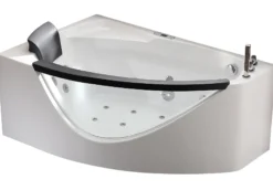 Eago 59" Acrylic Corner Neo-angle Round Bathtub, White, AM198ETL-R
