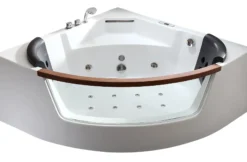 Eago 59" Acrylic Corner Neo-angle Round Bathtub, White, AM197ETL