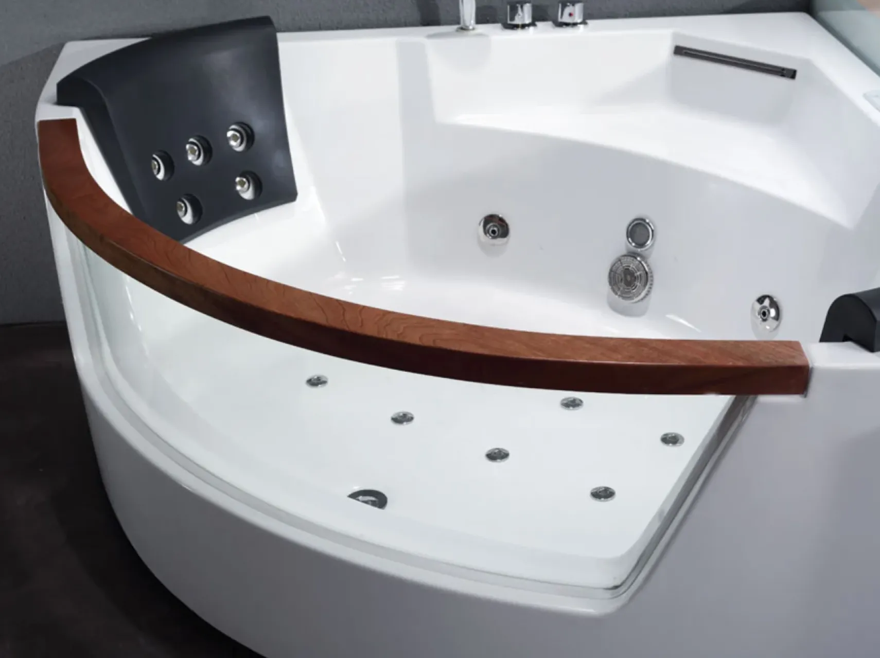 Eago 59" Acrylic Corner Neo-angle Round Bathtub, White, AM197ETL
