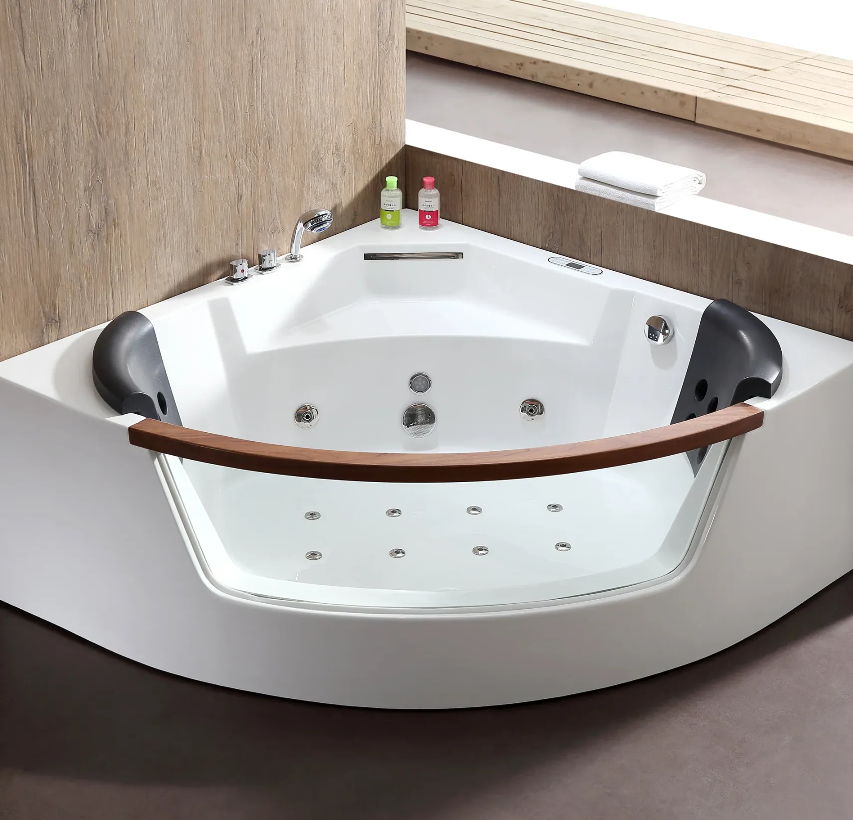 Eago 59" Acrylic Corner Neo-angle Round Bathtub, White, AM197ETL