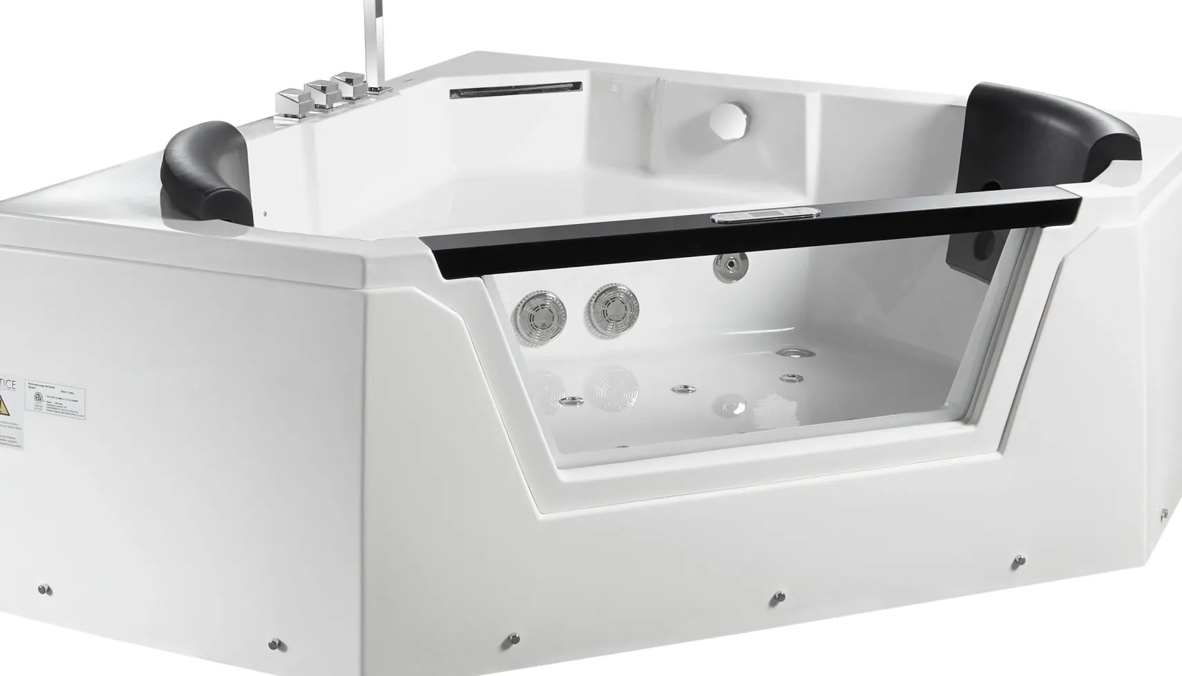 Eago 59" Acrylic Corner Neo-angle Round Bathtub, White, AM156ETL