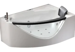 Eago 59" Acrylic Corner Neo-angle Round Bathtub, White, AM198ETL-L