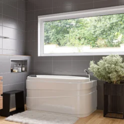 Eago 57" Acrylic Corner Oval Bathtub, White, AM175-R
