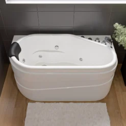 Eago 57" Acrylic Corner Oval Bathtub, White, AM175-R