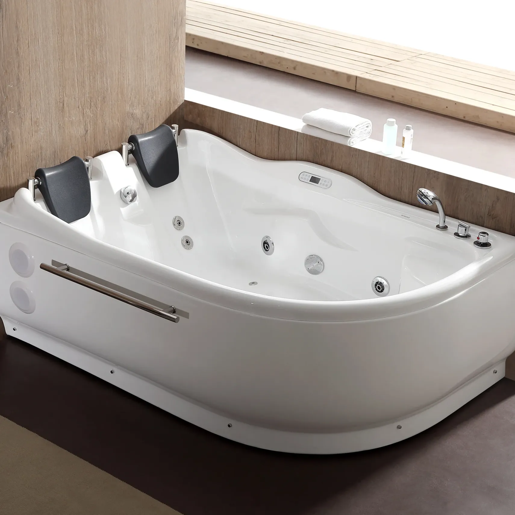 Eago 71" Acrylic Corner Oval Bathtub, White, AM124ETL-R