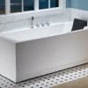 Eago 71" Acrylic Corner Rectangle Bathtub with Fixtures, White, AM154ETL-L6