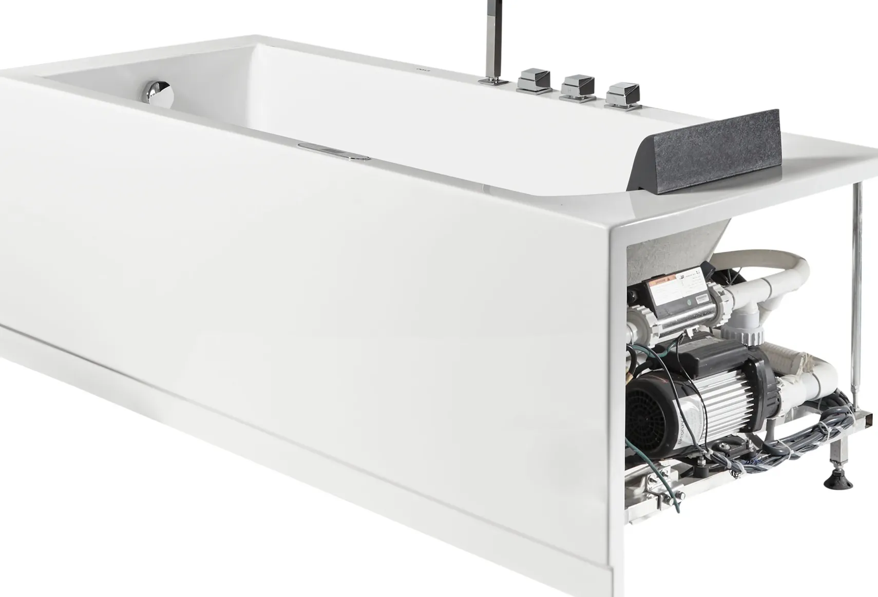 Eago 71" Acrylic Corner Rectangle Bathtub with Fixtures, White, AM154ETL-L6