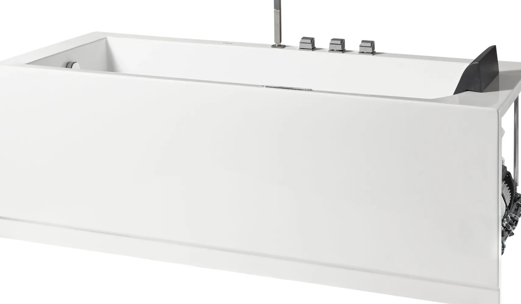 Eago 71" Acrylic Corner Rectangle Bathtub with Fixtures, White, AM154ETL-L6