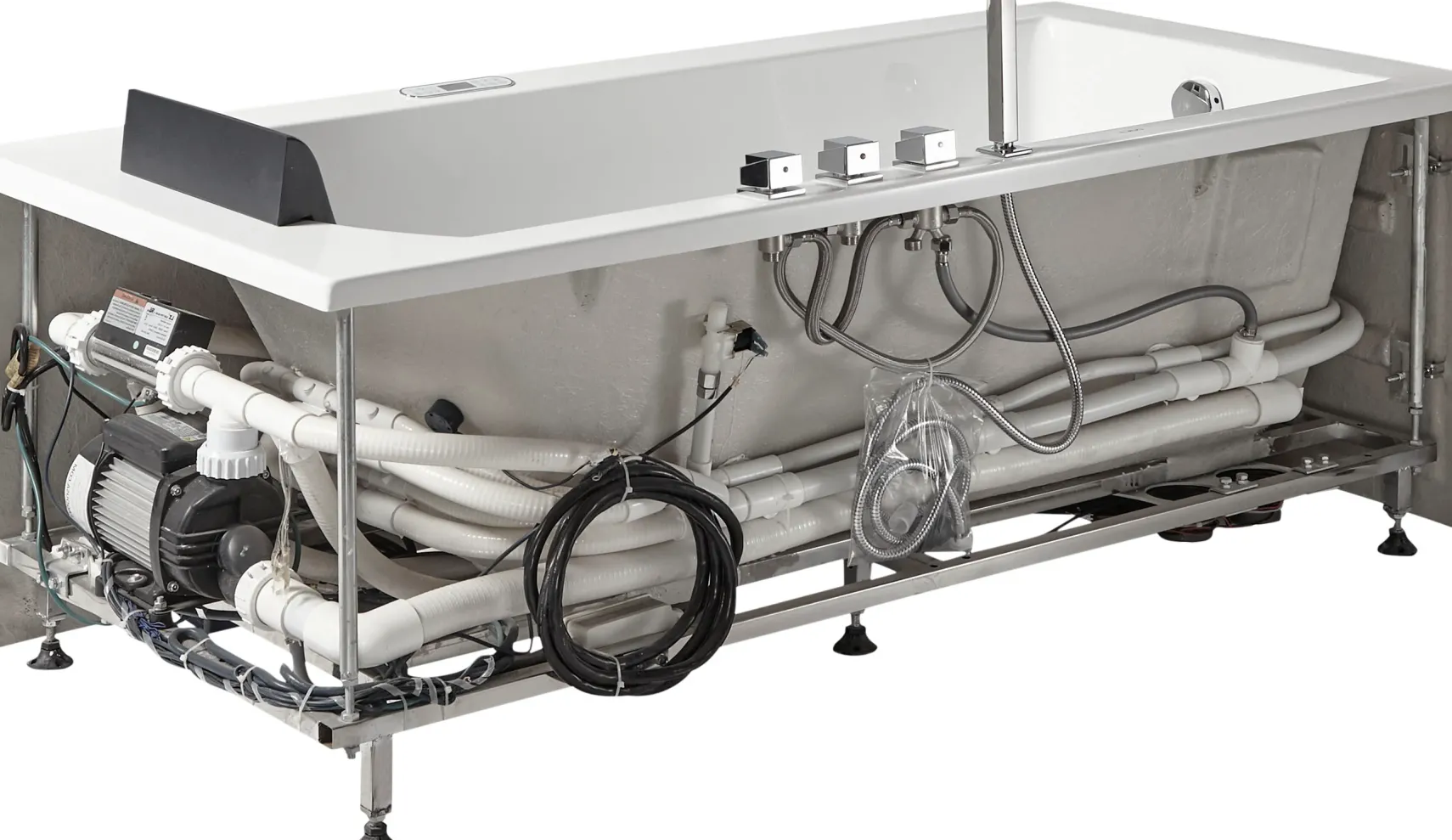 Eago 71" Acrylic Corner Rectangle Bathtub with Fixtures, White, AM154ETL-L6