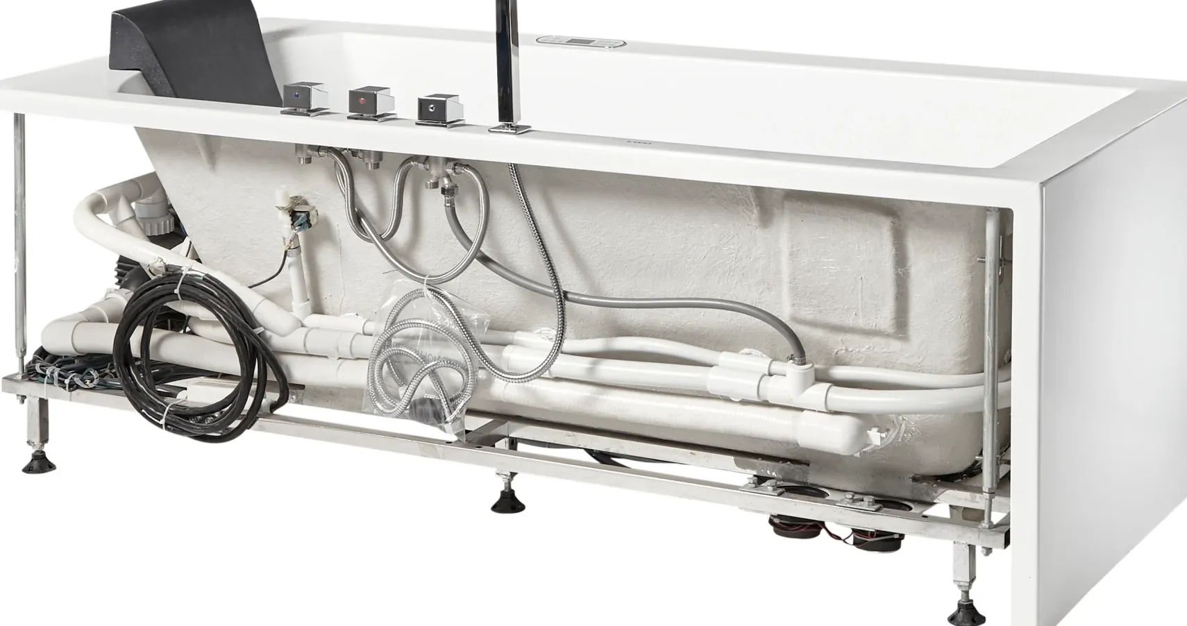 Eago 71" Acrylic Corner Rectangle Bathtub with Fixtures, White, AM154ETL-L6