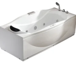 Eago 71" Acrylic Corner Rectangle Bathtub with Fixtures, White, AM189ETL-R