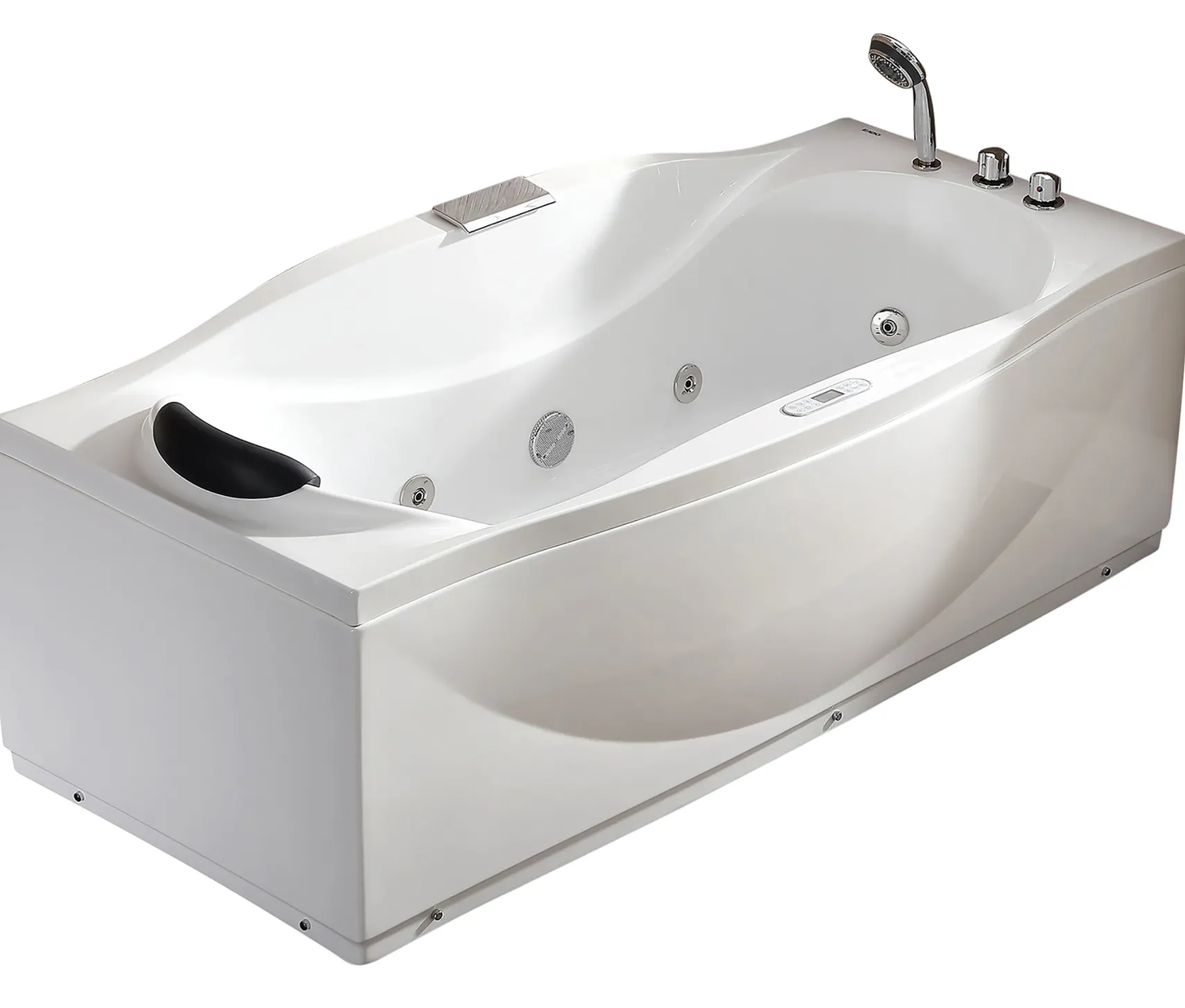 Eago 71" Acrylic Corner Rectangle Bathtub with Fixtures, White, AM189ETL-R