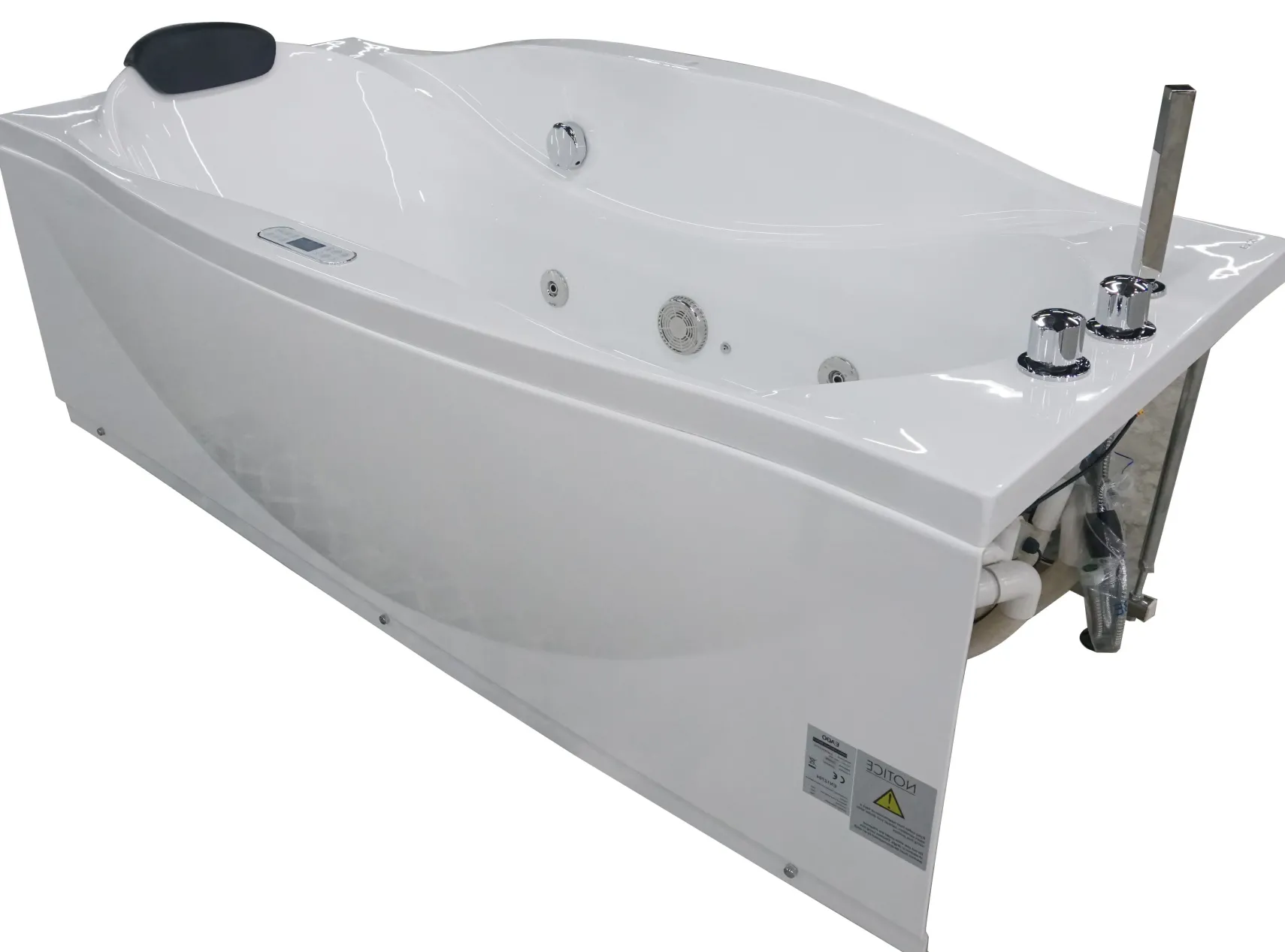 Eago 71" Acrylic Corner Rectangle Bathtub with Fixtures, White, AM189ETL-R