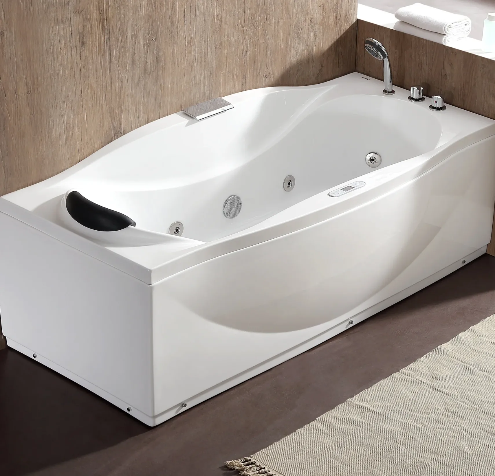 Eago 71" Acrylic Corner Rectangle Bathtub with Fixtures, White, AM189ETL-R