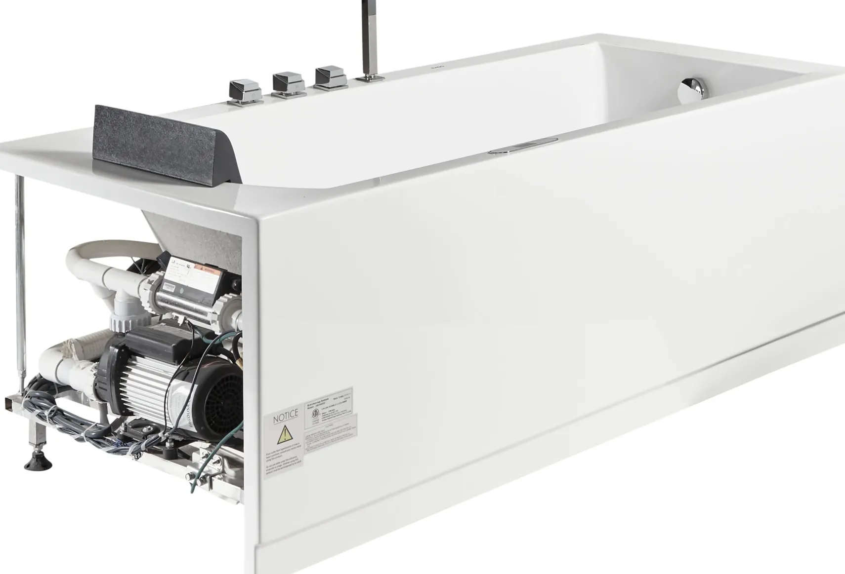 Eago 71" Acrylic Corner Rectangle Bathtub with Fixtures, White, AM154ETL-R6