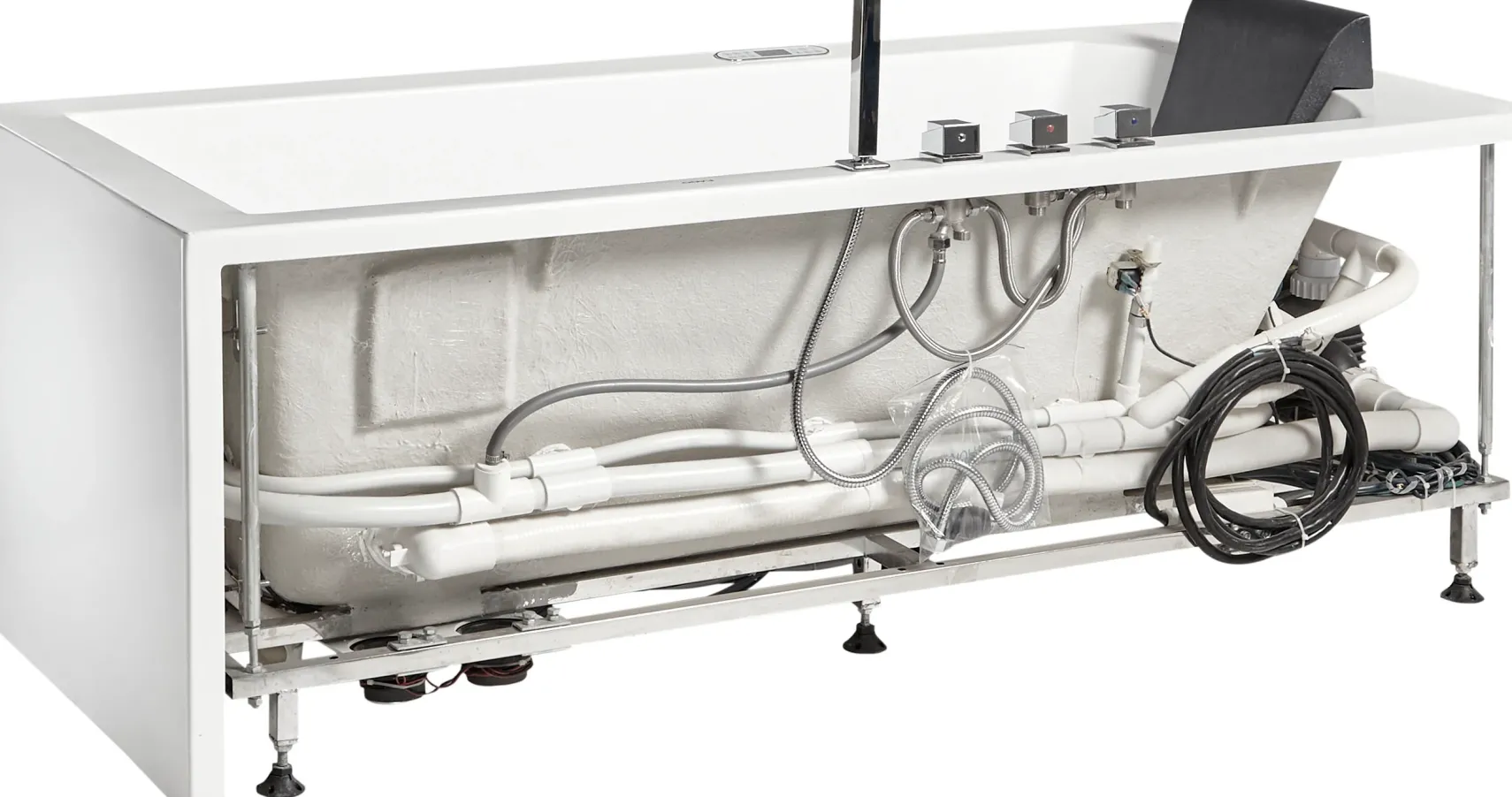 Eago 71" Acrylic Corner Rectangle Bathtub with Fixtures, White, AM154ETL-R6