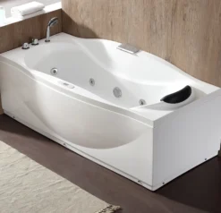 Eago 71" Acrylic Corner Rectangle Bathtub with Fixtures, White, AM189ETL-L