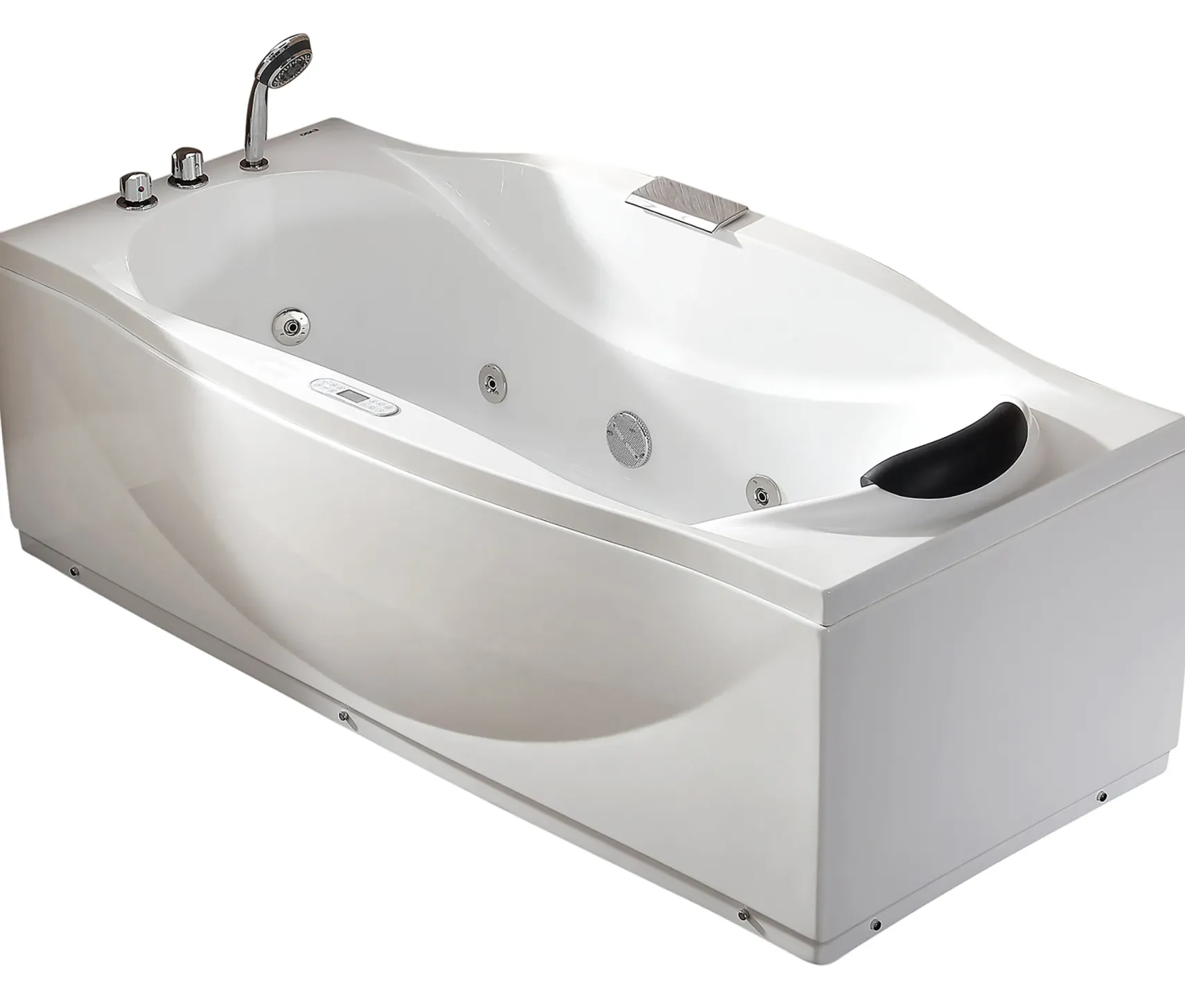 Eago 71" Acrylic Corner Rectangle Bathtub with Fixtures, White, AM189ETL-L