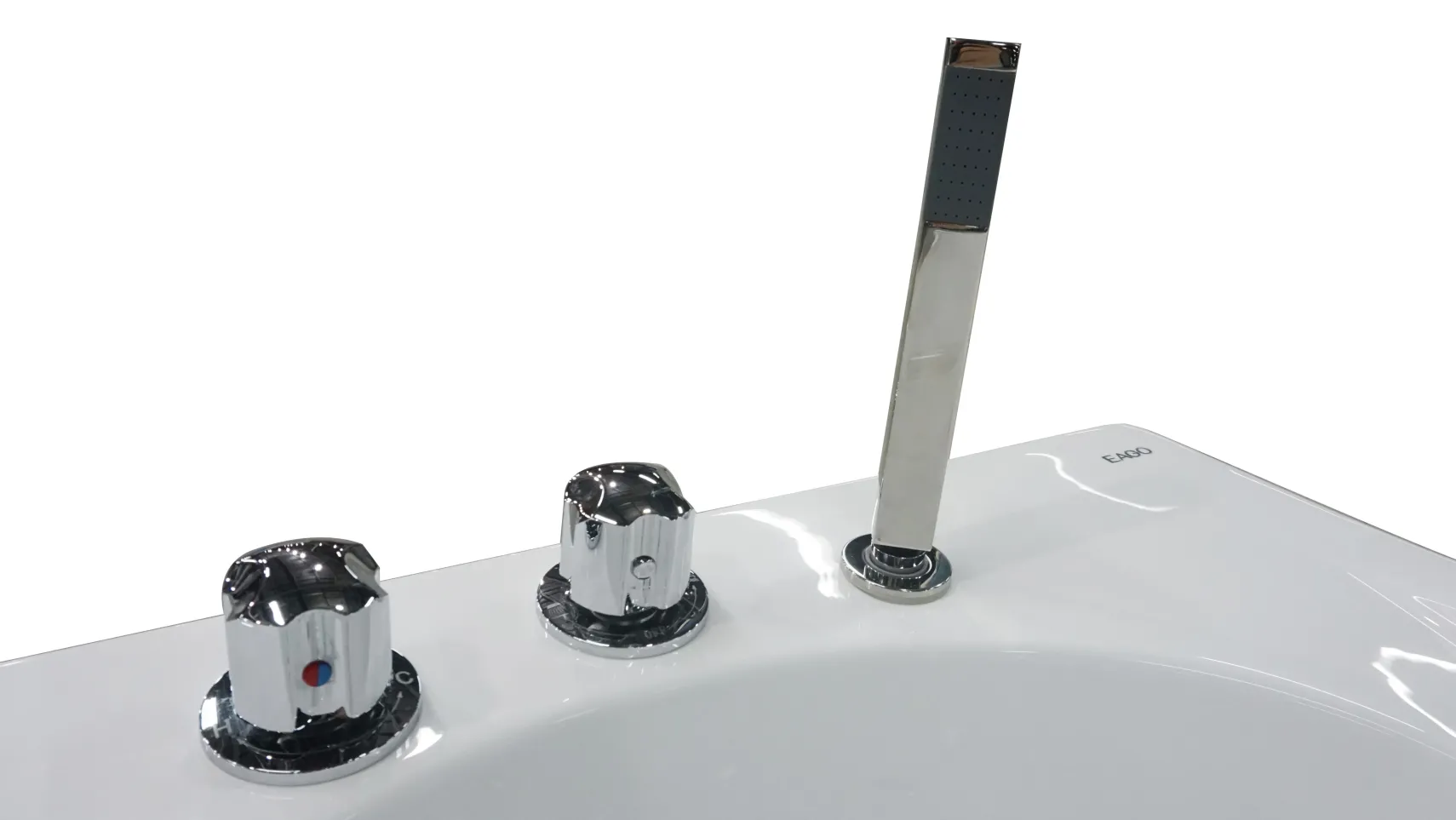 Eago 71" Acrylic Corner Rectangle Bathtub with Fixtures, White, AM189ETL-L