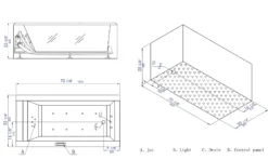 Eago 71" Acrylic Free Standing Rectangle Bathtub, White, AM152ETL-6