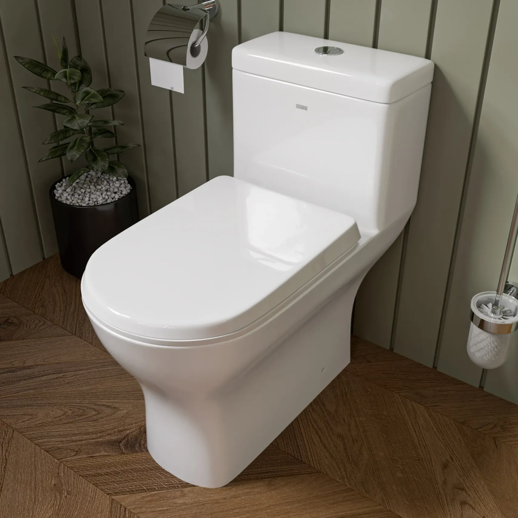 EAGO Porcelain, White, TB353 Dual Flush One Piece Eco-Friendly High-Efficiency Low Flush Ceramic Toilet