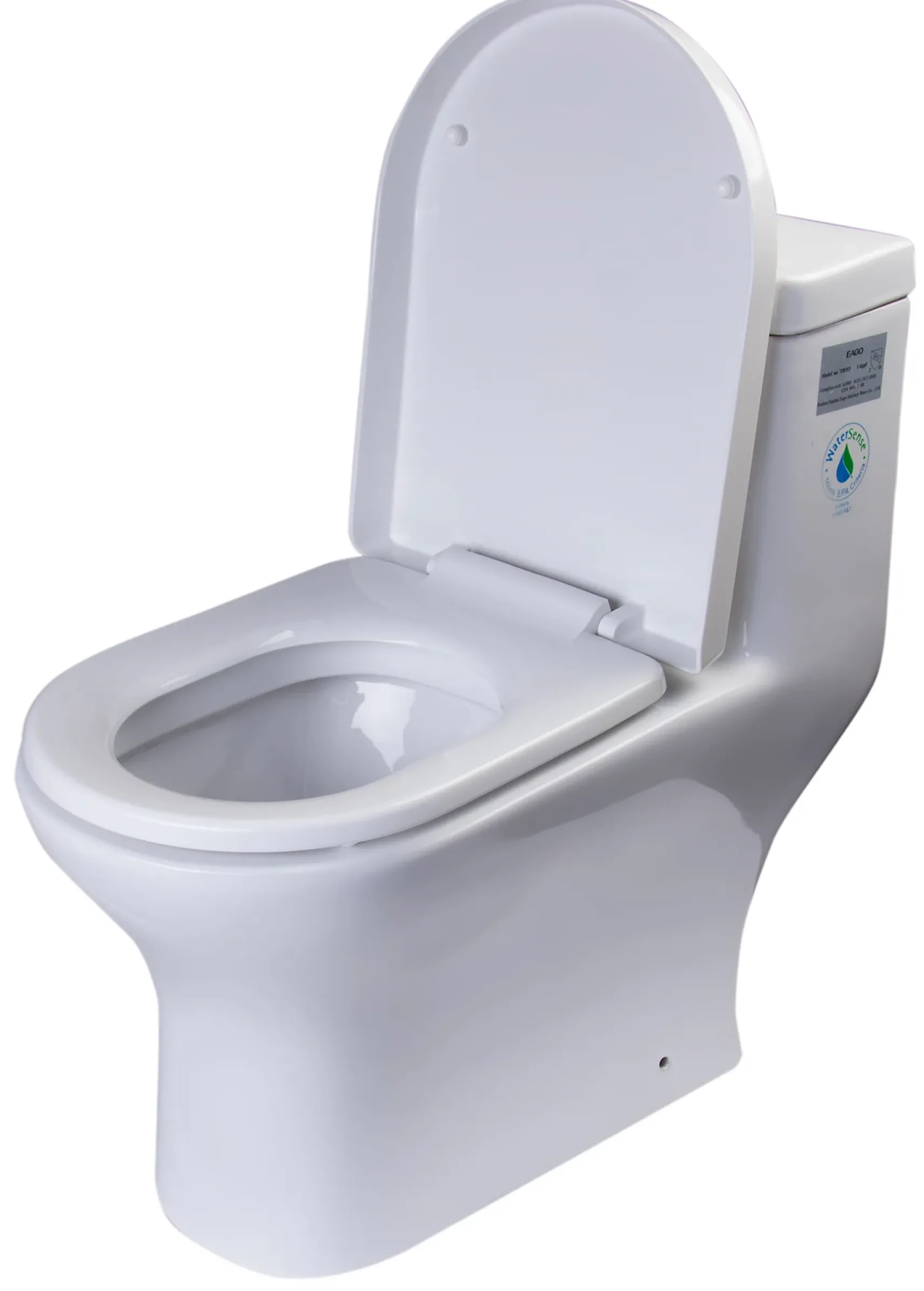 EAGO Porcelain, White, TB353 Dual Flush One Piece Eco-Friendly High-Efficiency Low Flush Ceramic Toilet