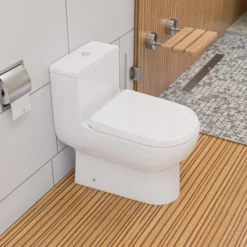 EAGO Porcelain, White, TB351 Dual Flush One Piece Eco-Friendly High-Efficiency Low Flush Ceramic Toilet