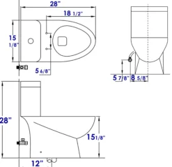EAGO Porcelain, White, TB346 Modern Dual Flush One Piece High-Efficiency Low Flush Ceramic Toilet