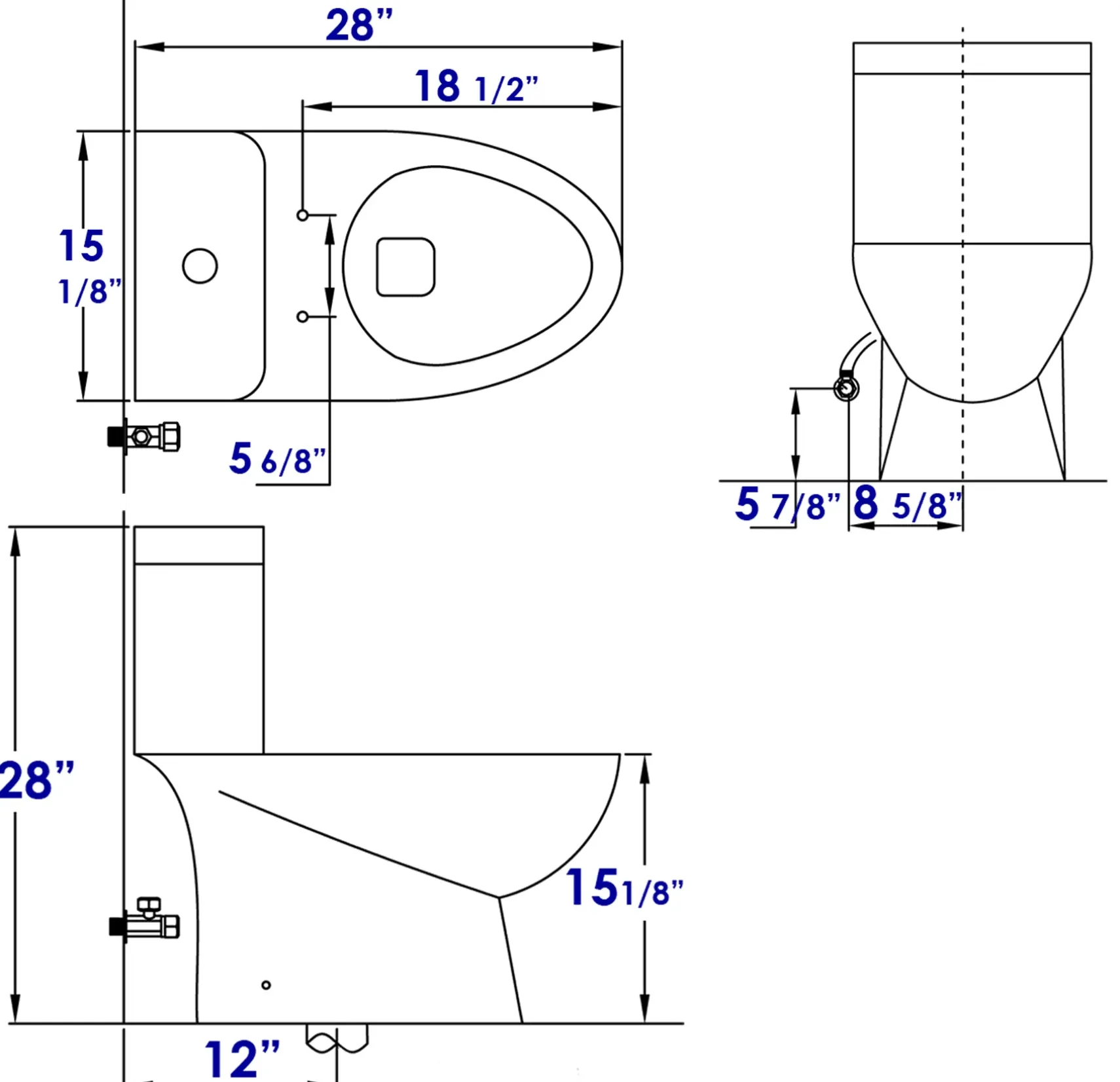 EAGO Porcelain, White, TB346 Modern Dual Flush One Piece High-Efficiency Low Flush Ceramic Toilet
