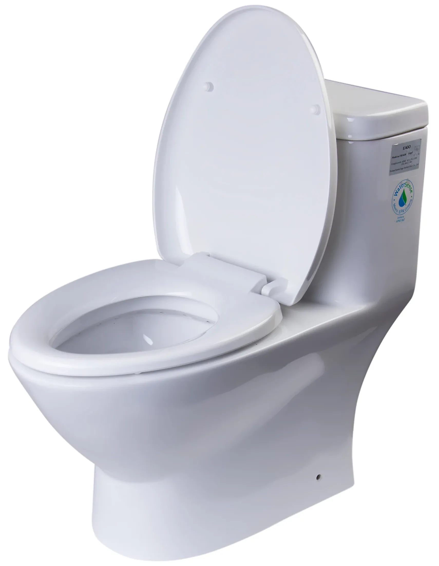 EAGO Porcelain, White, TB346 Modern Dual Flush One Piece High-Efficiency Low Flush Ceramic Toilet