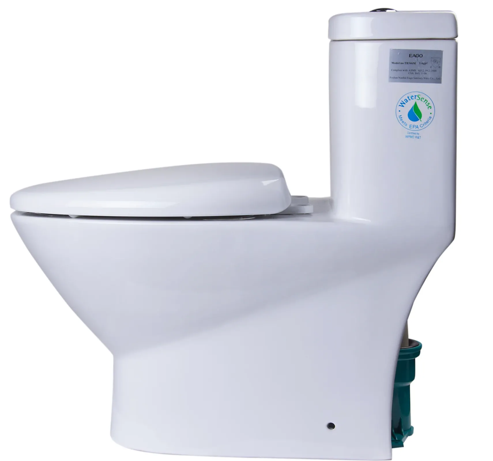 EAGO Porcelain, White, TB346 Modern Dual Flush One Piece High-Efficiency Low Flush Ceramic Toilet