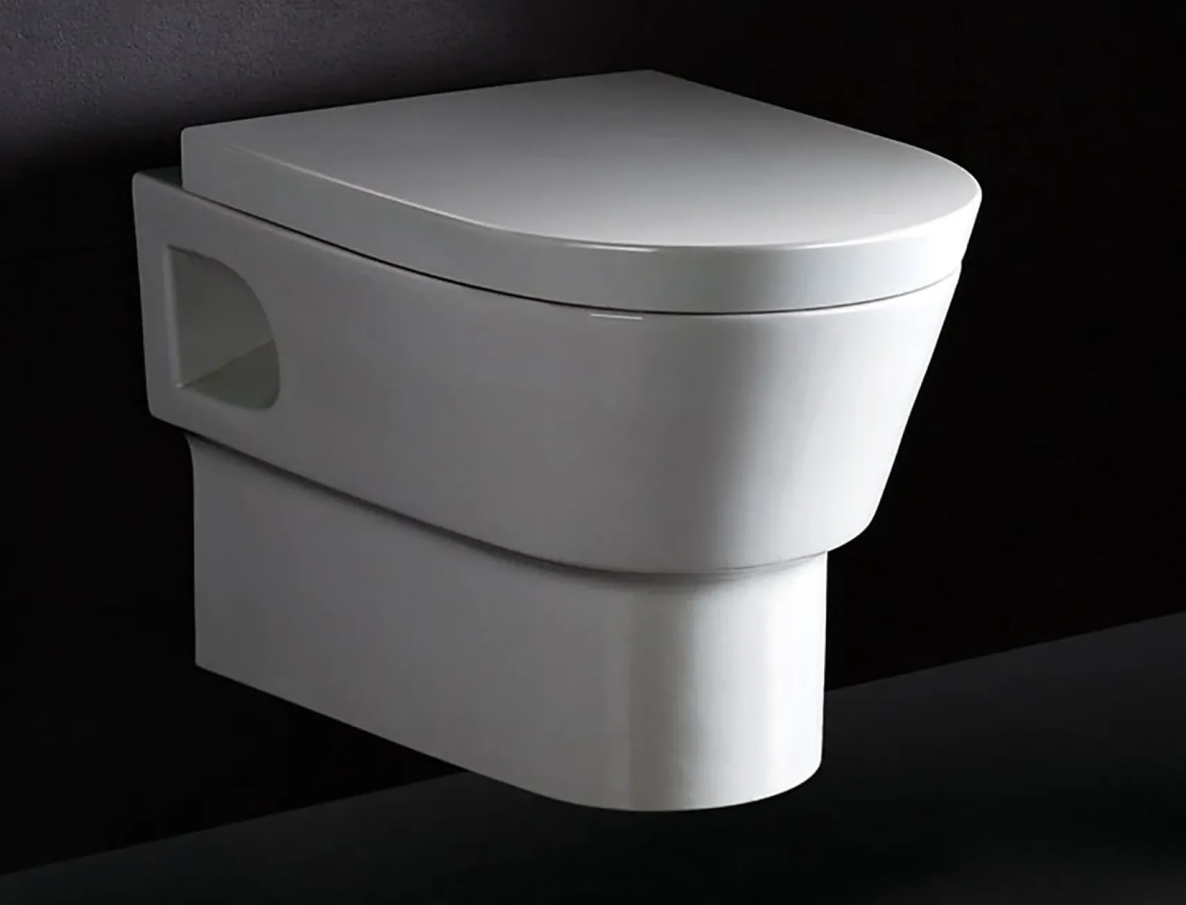 EAGO Porcelain, White, WD332 Round Modern Wall Mount Dual Flush Toilet Bowl