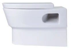 EAGO Porcelain, White, WD332 Round Modern Wall Mount Dual Flush Toilet Bowl
