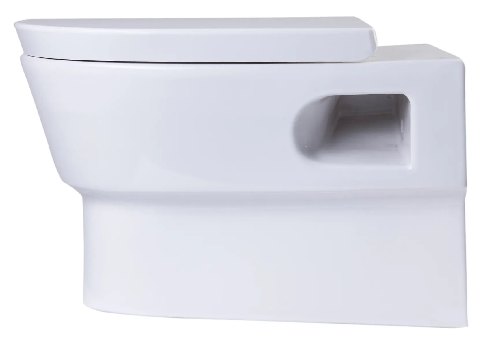 EAGO Porcelain, White, WD332 Round Modern Wall Mount Dual Flush Toilet Bowl
