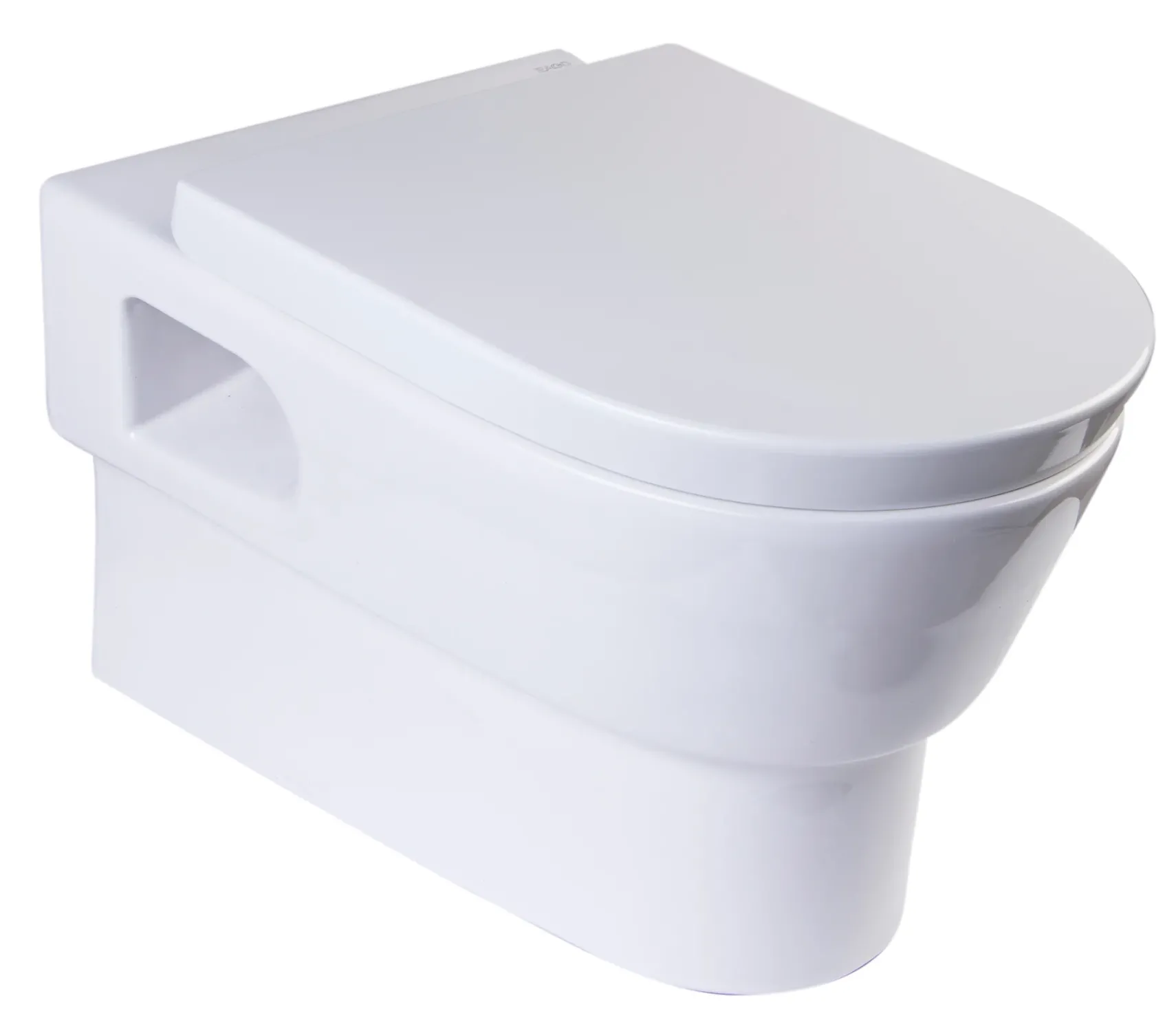 EAGO Porcelain, White, WD332 Round Modern Wall Mount Dual Flush Toilet Bowl