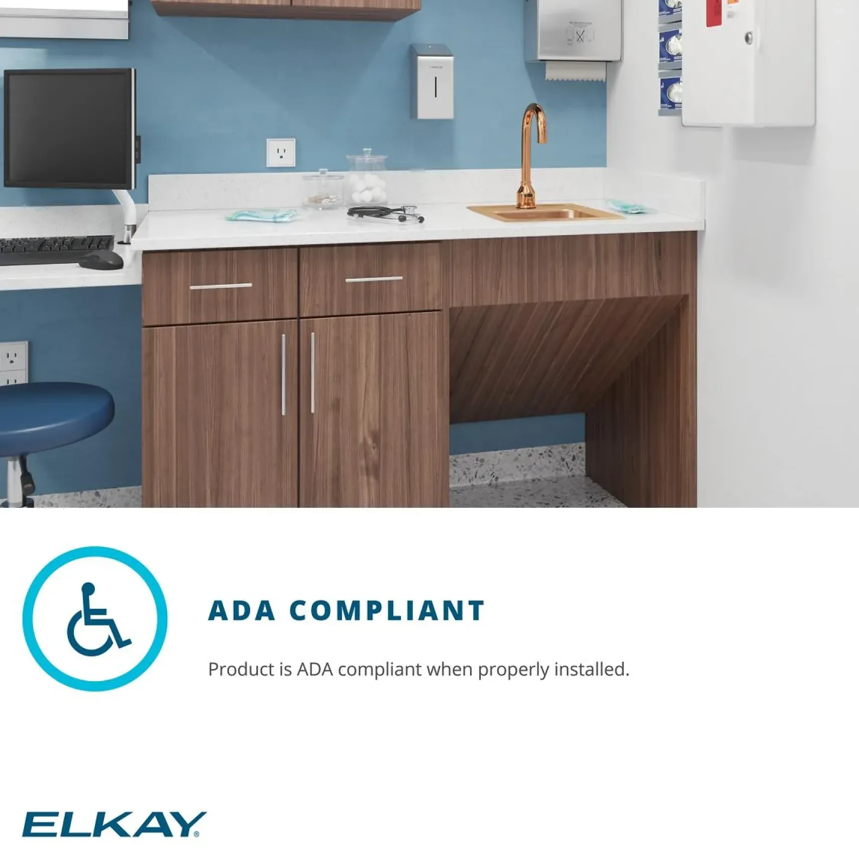 Elkay 17" Drop In/Topmount CuVerro Antimicrobial Copper Kitchen Sink, Lustrous Satin, 1 Faucet Hole, LR17221-CU
