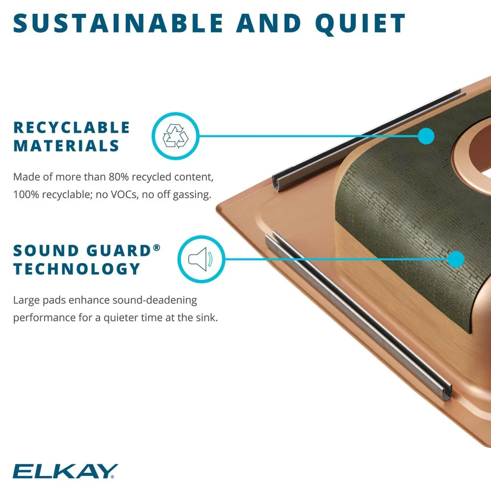 Elkay 17" Drop In/Topmount CuVerro Antimicrobial Copper Kitchen Sink, Lustrous Satin, 1 Faucet Hole, LR17221-CU